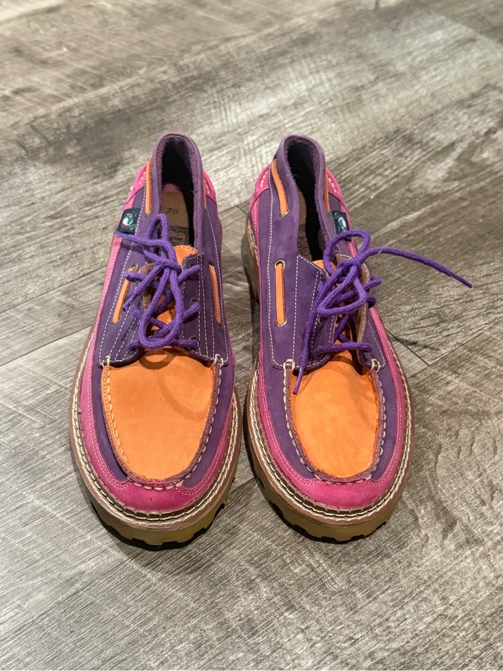 Euro Club By Sebastian Piatto Women’s Color Block All Leather Boat Shoes Size 7B